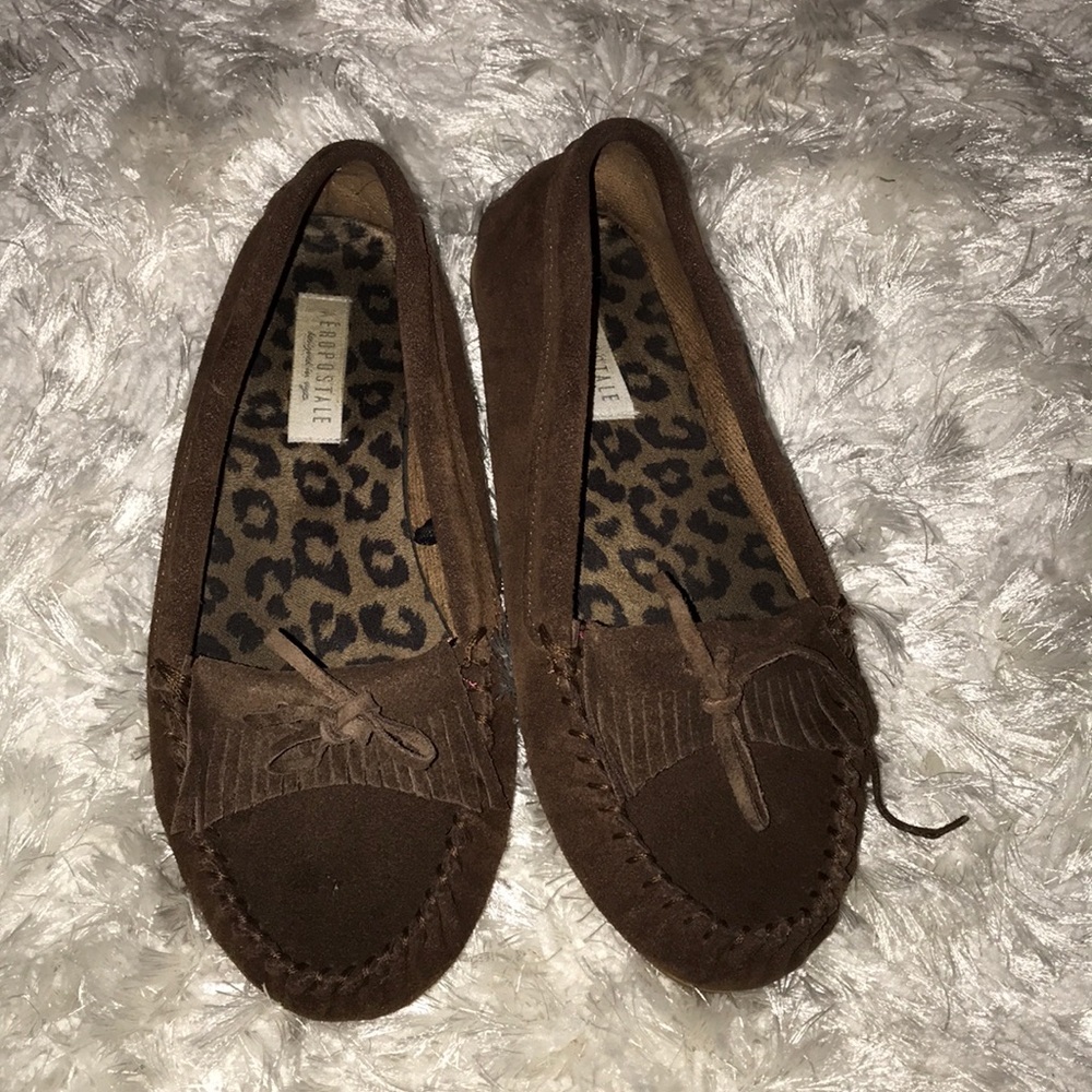Brown moccasin Fringe shoes